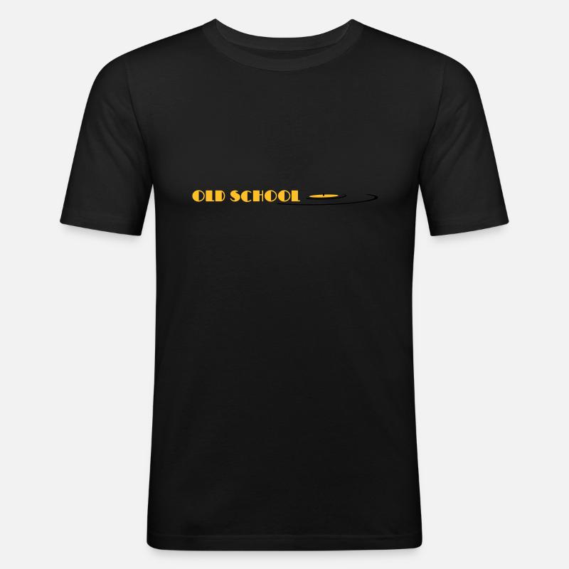 old school, oldschool, vinyl - Männer Slim Fit T-Shirt - Schwarz