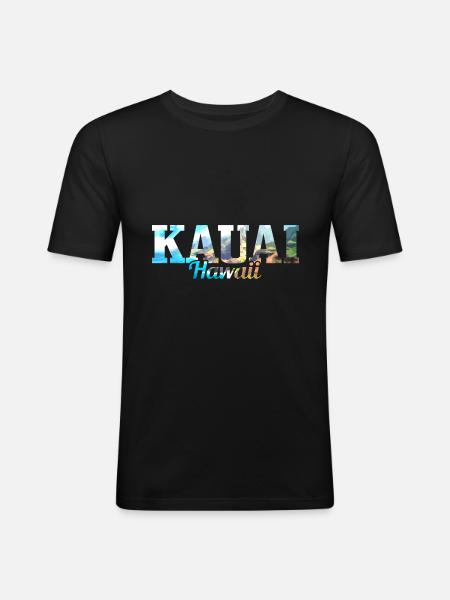 KAUAI HAWAII - Männer Slim Fit T-Shirt - Schwarz