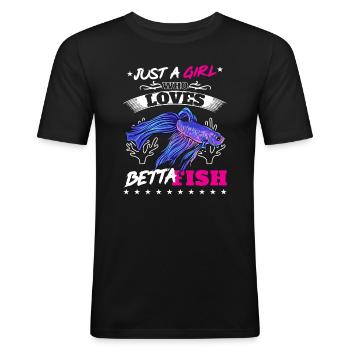 Just A Girl Who Loves Betta Fish Siamesischer Kamp - Männer Slim Fit T-Shirt - Schwarz - Vorne - Nik (191cm)