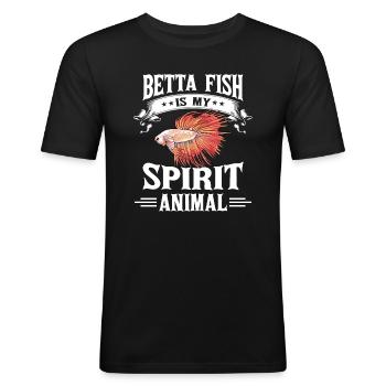 Betta Fish Is My Spirit Animal Siamesischer Kampff - Männer Slim Fit T-Shirt - Schwarz - Vorne - Nik (191cm)