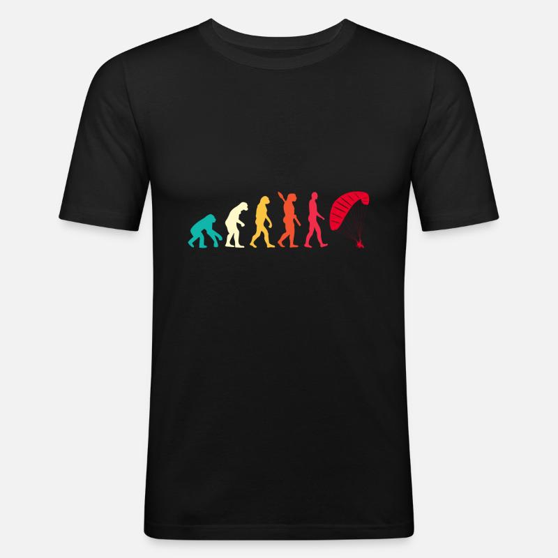 Evolution Graphic Paragliding Paraglider Skydiver - Männer Slim Fit T-Shirt - Schwarz