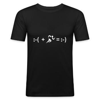 Laufsport Marathon Halbmarathon Joggen Läufer - Männer Slim Fit T-Shirt - Schwarz - Vorne - Nik (191cm)