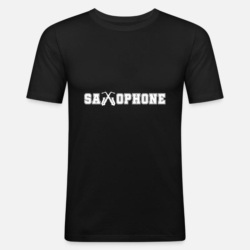 Saxophon witziger Spruch - Männer Slim Fit T-Shirt - Schwarz