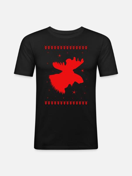 Elk Christmas Reindeer Deer - Men's Slim Fit T-Shirt - black