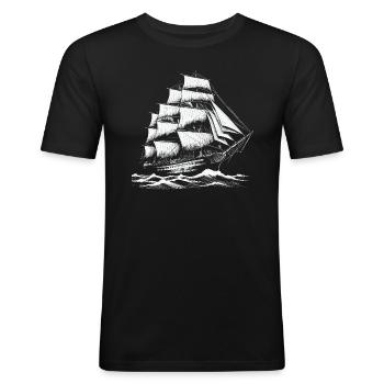 Altes Segelschiff - Männer Slim Fit T-Shirt - Schwarz - Vorne - Nik (191cm)