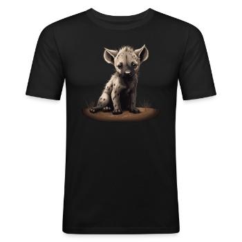 Baby Hyäne Wild Afrika Wildnis - Männer Slim Fit T-Shirt - Schwarz - Vorne - Nik (191cm)