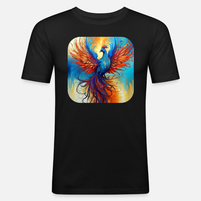 Stolzer Phoenix aus Feuer - Männer Slim Fit T-Shirt - Schwarz
