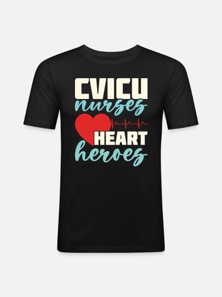 CVICU Nurses Heart Heroes - Men's Slim Fit T-Shirt - black