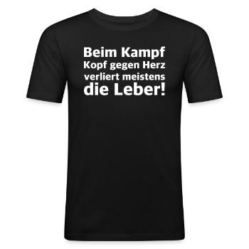Kopf gehen Herz | lustige Sprüche, Leber, Bier - Männer Slim Fit T-Shirt - Schwarz - Vorne - Nik (191cm)