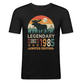 1985 legendarisk jubilæum Født i 1985 - Herre Slim Fit T-Shirt - sort - Foran - Nik (191cm)