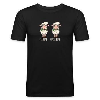 SCHAF UNSCHAF - Tiere - Männer Slim Fit T-Shirt - Schwarz - Vorne - Nik (191cm)