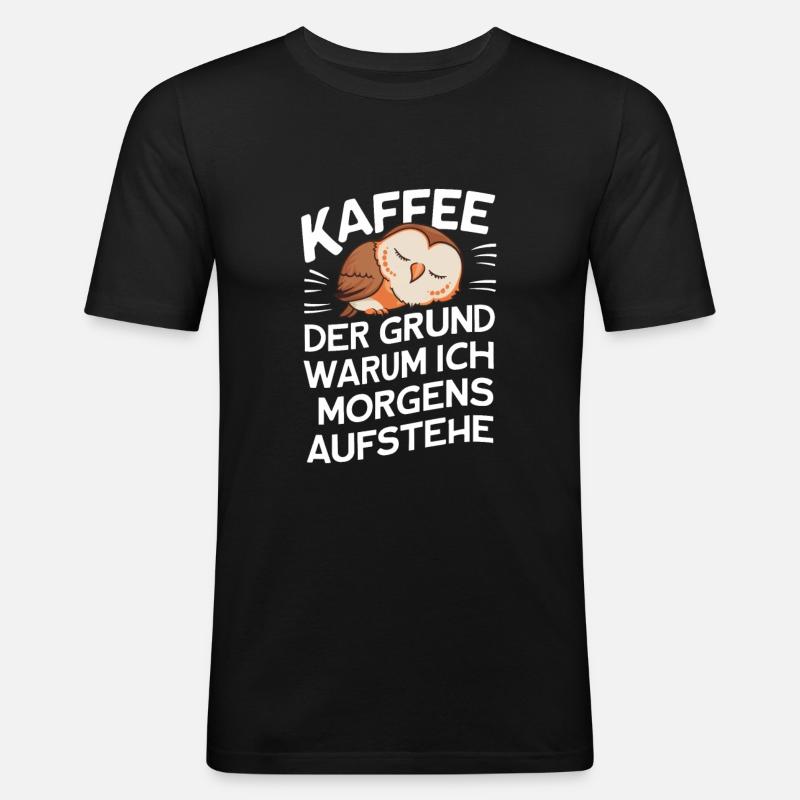 Nachteule Eule Eulen Vogel - Männer Slim Fit T-Shirt - Schwarz