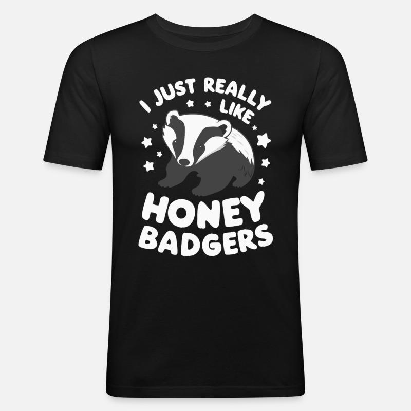 Dachs Honigdachs Tier - Männer Slim Fit T-Shirt - Schwarz