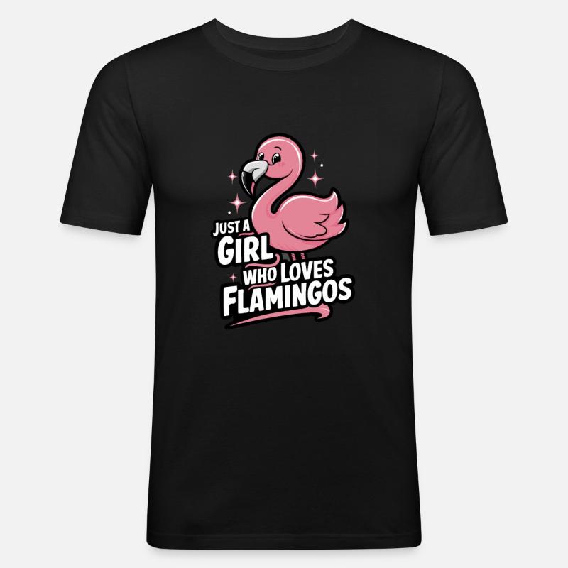 Flamingo Tier Rosa - Männer Slim Fit T-Shirt - Schwarz