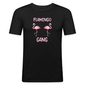 Équipement de flamant rose en cadeau Flamants flamants roses - T-shirt près du corps Homme - noir - Devant - Nik (191cm)