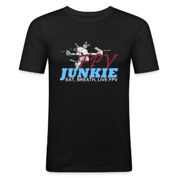 fpv junkie - T-shirt près du corps Homme - noir - Devant - Nik (191cm)