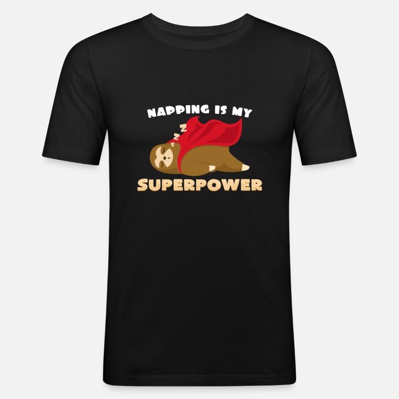 Schlafen - Männer Slim Fit T-Shirt - Schwarz