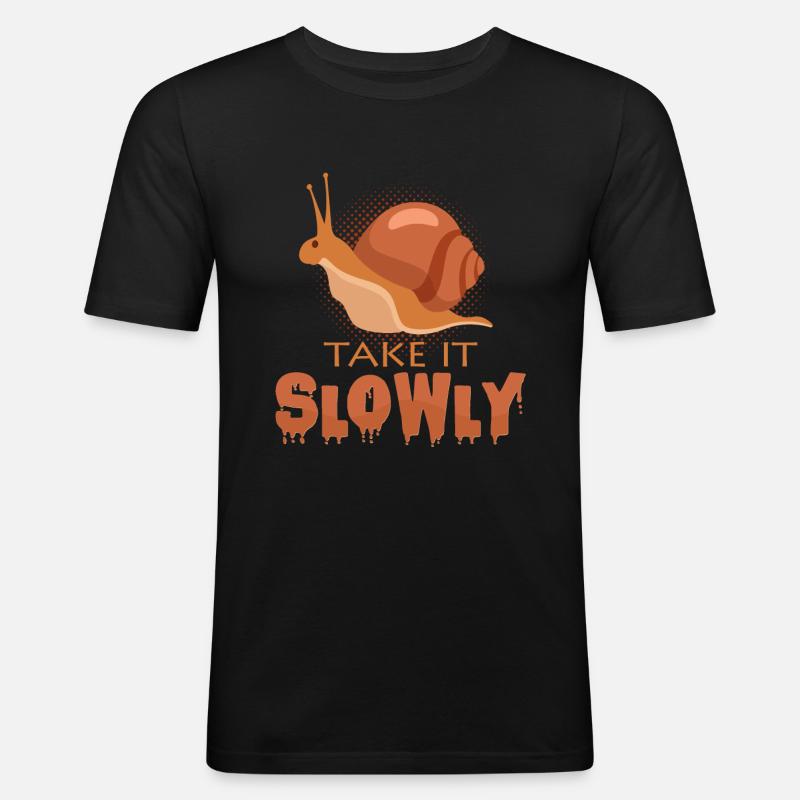 Langsam - Männer Slim Fit T-Shirt - Schwarz