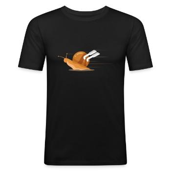 Lustige schnelle Schnecke mit doppeltem Auspuff - Männer Slim Fit T-Shirt - Schwarz - Vorne - Nik (191cm)