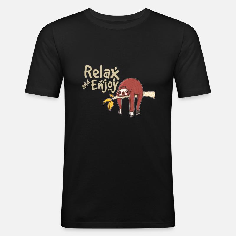 Faultiere - Männer Slim Fit T-Shirt - Schwarz