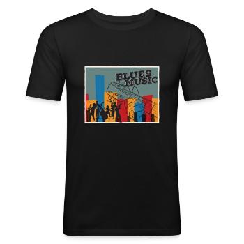 Blues - Männer Slim Fit T-Shirt - Schwarz - Vorne - Nik (191cm)