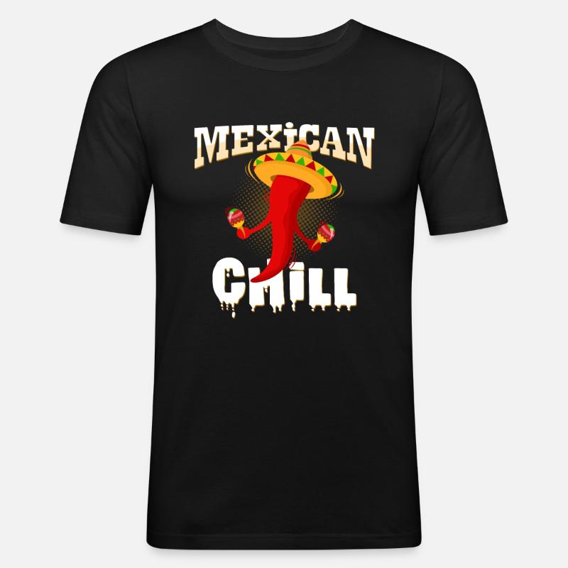 Mexikansk chili - Slim Fit T-shirt herr - svart