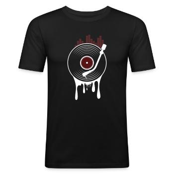 vinyl record - Men's Slim Fit T-Shirt - black - Front - Nik (191cm)