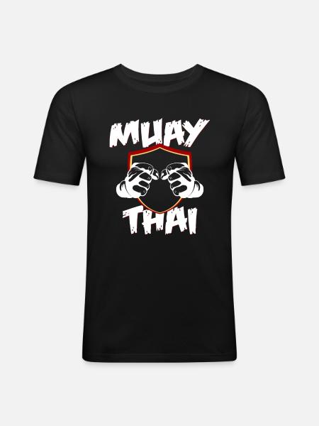 boxe thaï - T-shirt près du corps Homme - noir