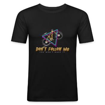 E-Bike - Männer Slim Fit T-Shirt - Schwarz - Vorne - Nik (191cm)