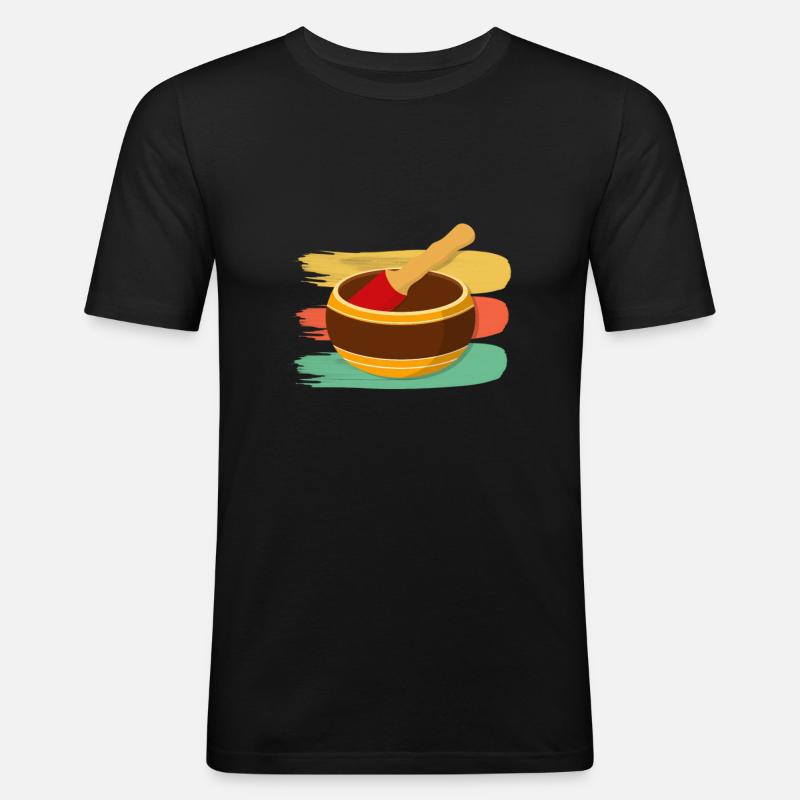 Klangschale - Männer Slim Fit T-Shirt - Schwarz