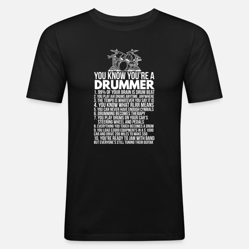 Schlagzeuger - Männer Slim Fit T-Shirt - Schwarz