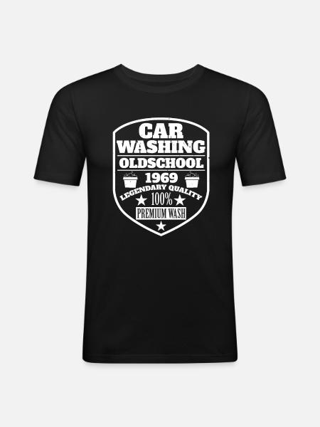 Auto Waschen - Männer Slim Fit T-Shirt - Schwarz