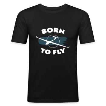 Geboren um zu fliegen - Männer Slim Fit T-Shirt - Schwarz - Vorne - Nik (191cm)