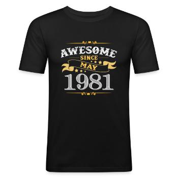 Birthday in May 1981 - Men's Slim Fit T-Shirt - black - Front - Nik (191cm)