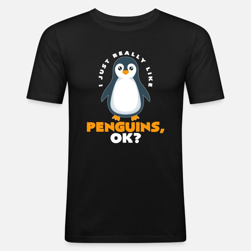 Kaiserpinguin - Männer Slim Fit T-Shirt - Schwarz