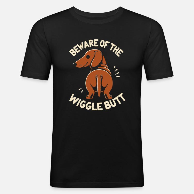 Wigglebutt Dackel - Männer Slim Fit T-Shirt - Schwarz