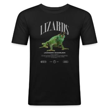 Jackson's Chameleon Streetwear Lizard Keeper - Men's Slim Fit T-Shirt - black - Front - Nik (191cm)