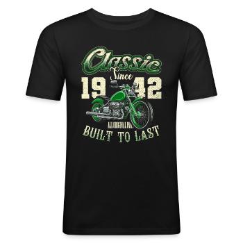 Motorcycle Bikers Motorbike Birthday Born In 1931 - Men's Slim Fit T-Shirt - black - Front - Nik (191cm)