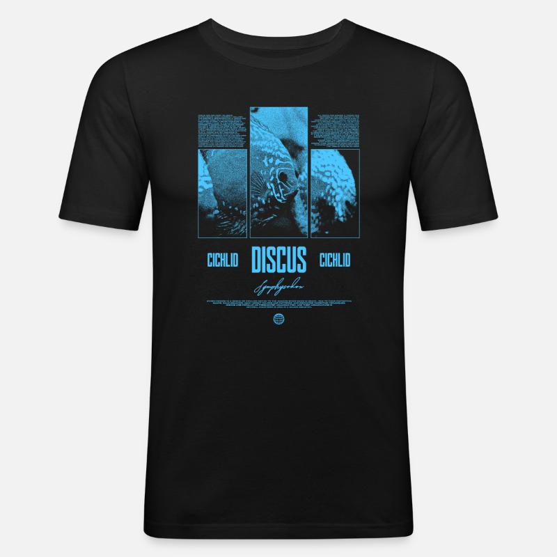 Diskusfisch Buntbarsch Aquarium Fischhalter - Männer Slim Fit T-Shirt - Schwarz