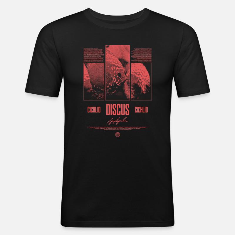 Diskusfisch Buntbarsch Aquarium Fischhalter - Männer Slim Fit T-Shirt - Schwarz