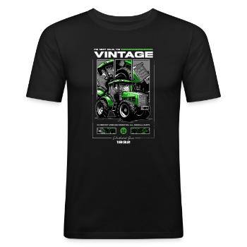 Vintage Tractor Farmer Birthday Born In 1931 - Men's Slim Fit T-Shirt - black - Front - Nik (191cm)