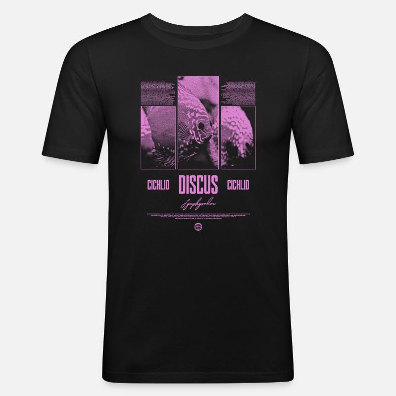 Diskusfisch Buntbarsch Aquarium Fischhalter - Männer Slim Fit T-Shirt - Schwarz