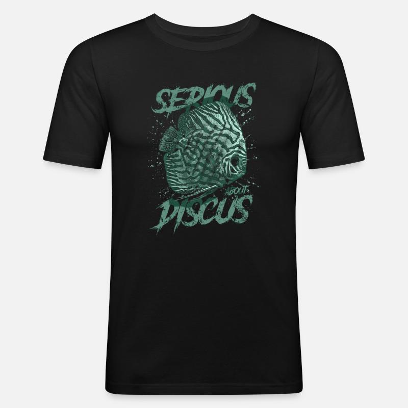 Ernsthaft über Diskusfischhalter Aquarianer - Männer Slim Fit T-Shirt - Schwarz