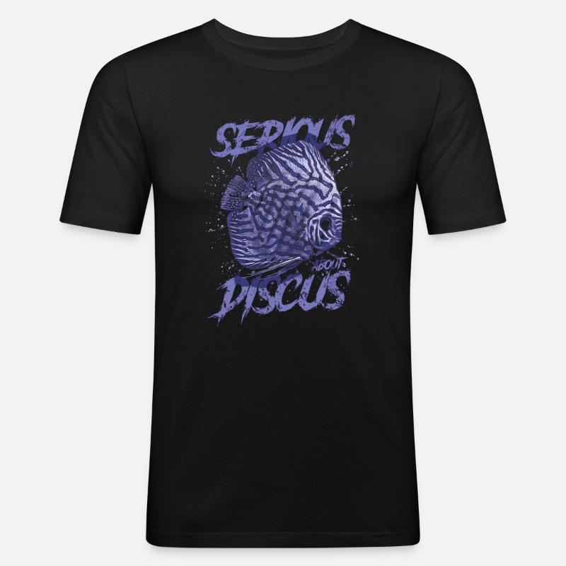 Ernsthaft über Diskusfischhalter Aquarianer - Männer Slim Fit T-Shirt - Schwarz