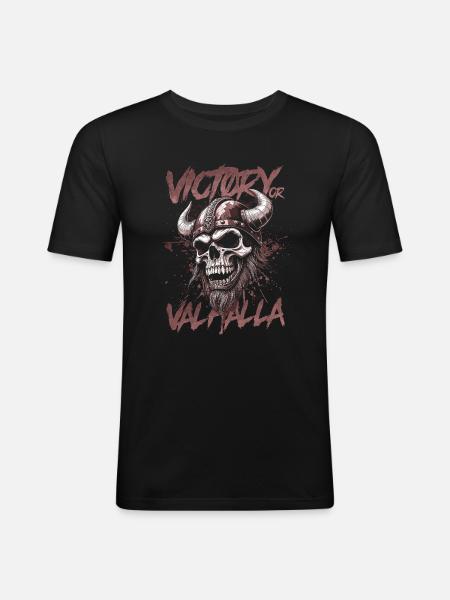 Nordischer Wikingersieg oder Walhalla - Männer Slim Fit T-Shirt - Schwarz