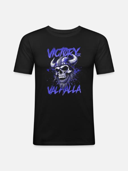 Nordischer Wikingersieg oder Walhalla - Männer Slim Fit T-Shirt - Schwarz