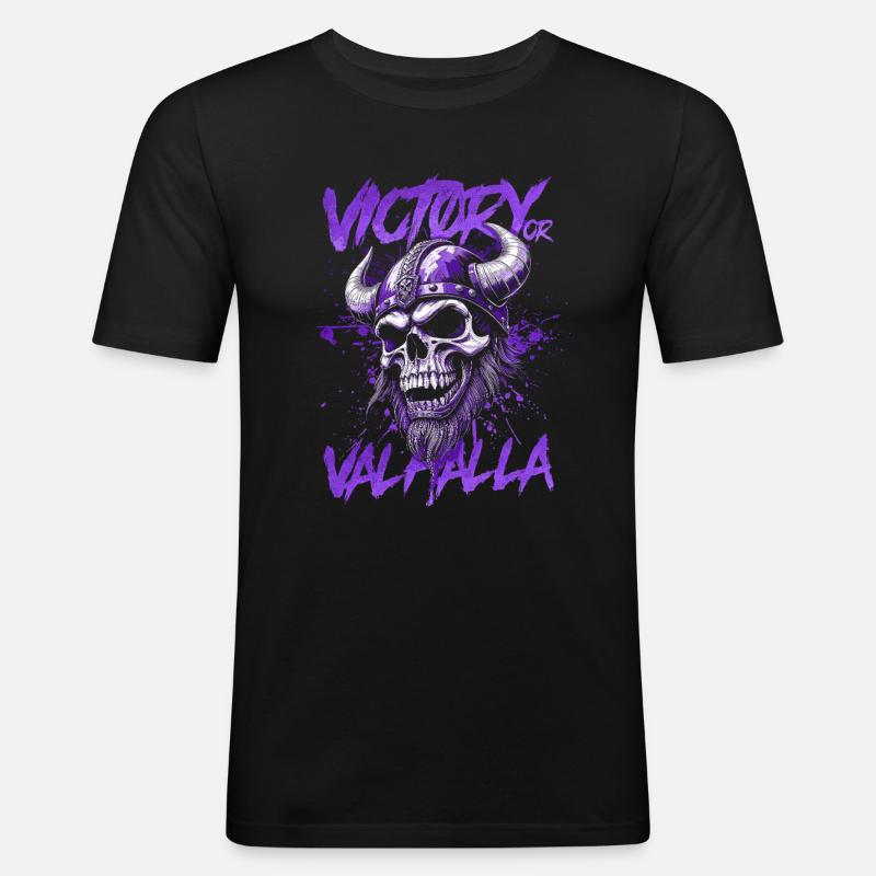 Nordischer Wikingersieg oder Walhalla - Männer Slim Fit T-Shirt - Schwarz