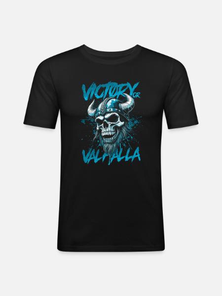 Nordischer Wikingersieg oder Walhalla - Männer Slim Fit T-Shirt - Schwarz