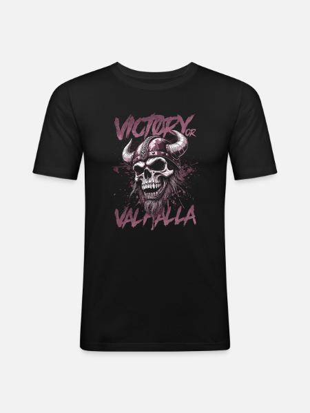 Nordischer Wikingersieg oder Walhalla - Männer Slim Fit T-Shirt - Schwarz