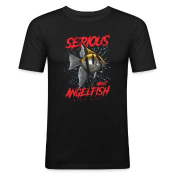 Seit 2002 ernsthaft im Diskusfisch - Männer Slim Fit T-Shirt - Schwarz - Vorne - Nik (191cm)